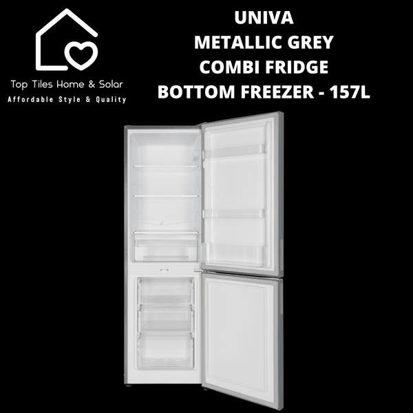 Univa Metallic Grey Combi Fridge Bottom Freezer - 157L