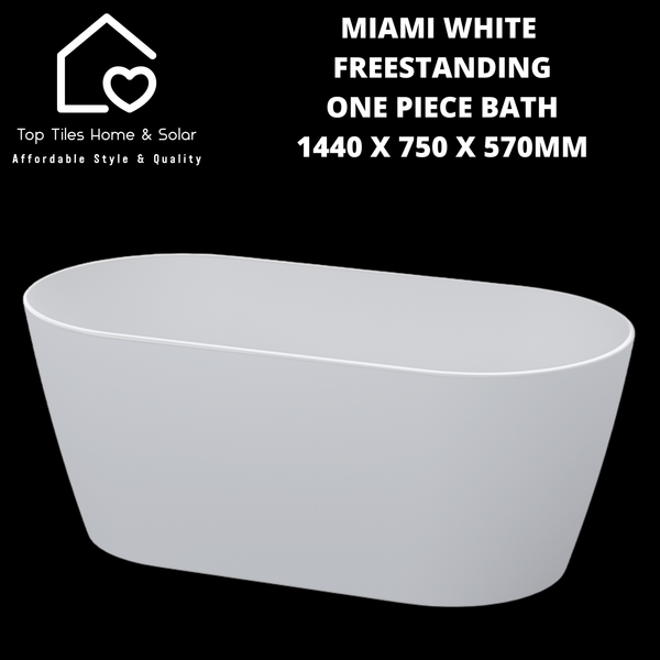 Miami White Freestanding One Piece Bath - 1440 x 750 x 570mm