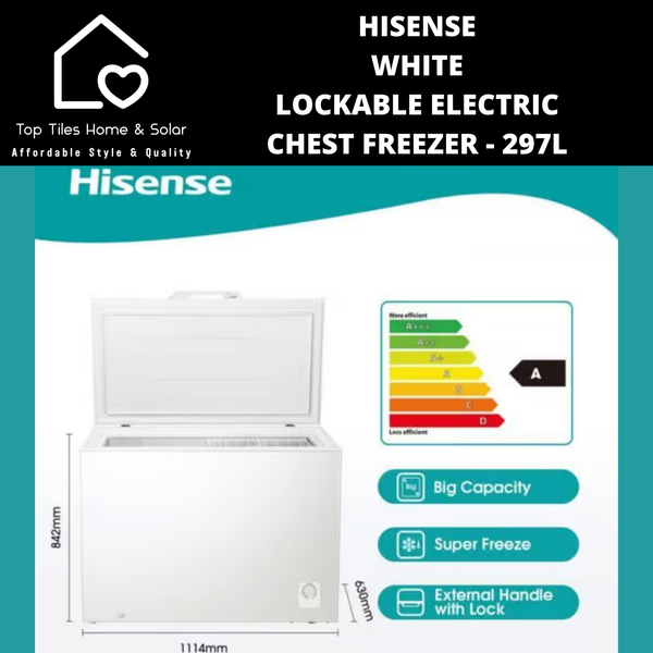 Hisense White Lockable Electric Chest Freezer - 297L