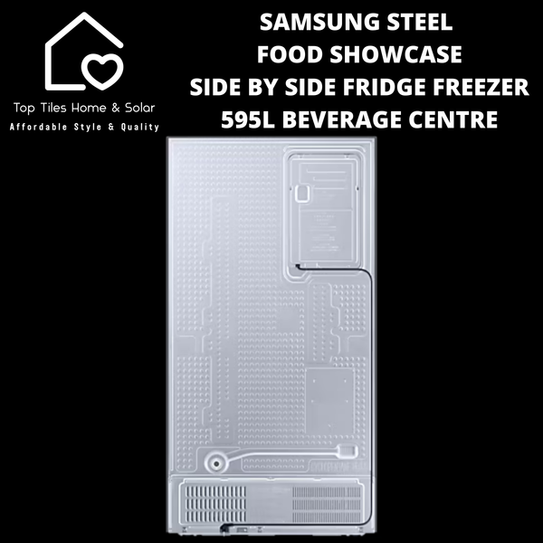 Samsung Steel Food Showcase Side by Side Fridge Freezer - 595L Beverage Centre