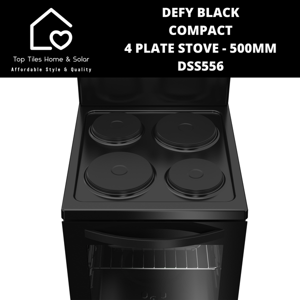 Defy Black Compact 4 Plate Stove - 500mm DSS556