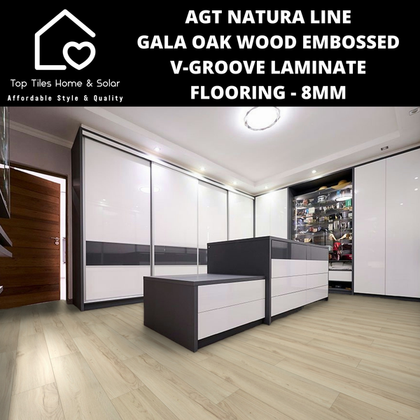 AGT Natura Line Gala Oak Wood Embossed V-Groove Laminate Flooring - 8mm