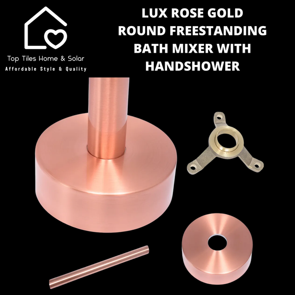 Lux Rose Gold Round Freestanding Bath Mixer With Handshower
