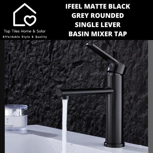 IFeel Matte Black Rounded Single Lever Basin Mixer Tap