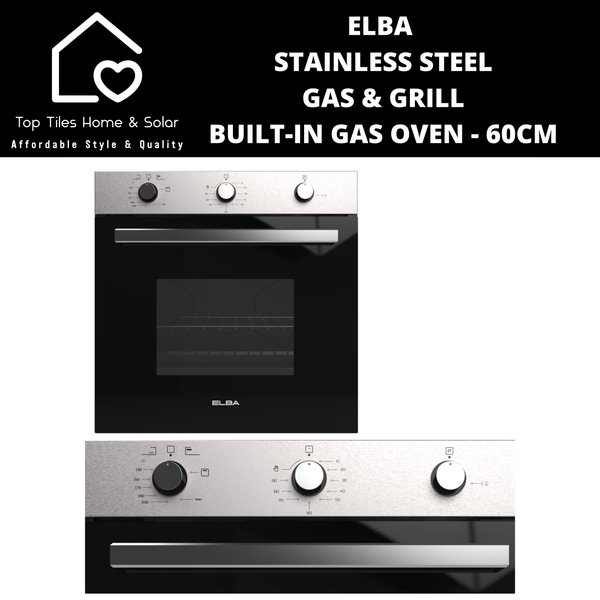 Elba Stainless Steel Gas & Grill Built-in Gas Oven - 60cm