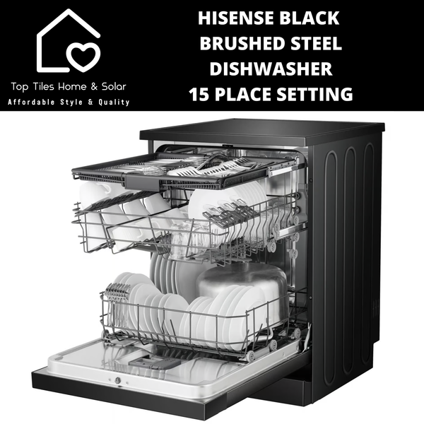 Hisense Black Brushed Steel Dishwasher - 15 Place Setting