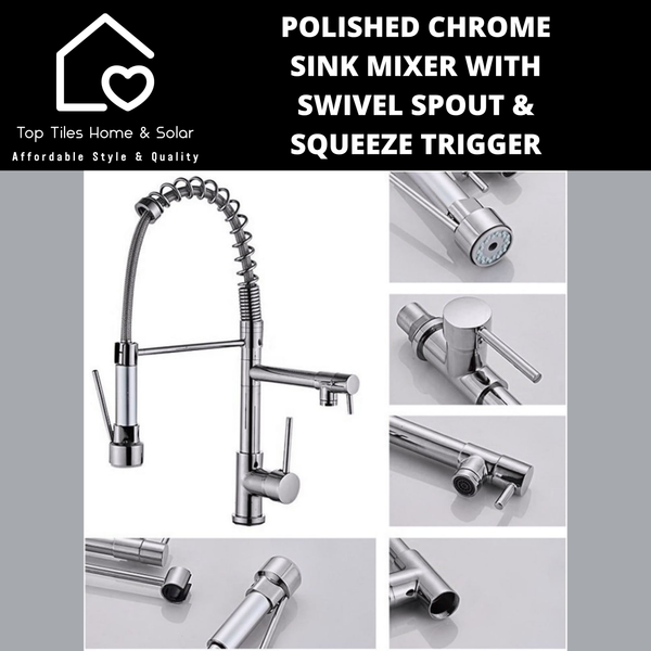 Chrome Sink Mixer with Swivel Spout & Squeeze Trigger