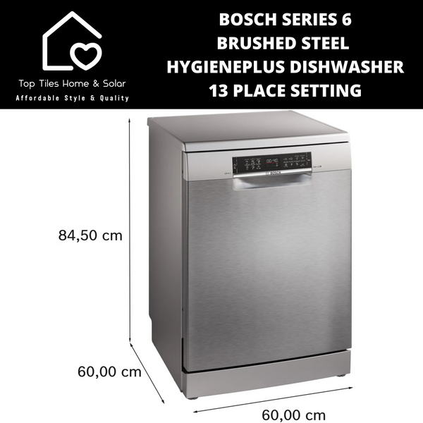 Bosch Series 6 - Brushed Steel HygienePlus Dishwasher - 13 Place Setting