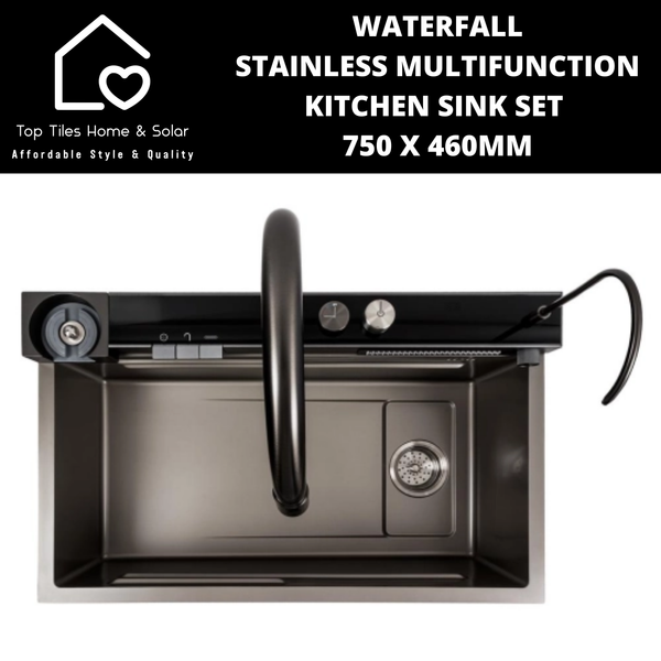 Waterfall Stainless Multifunction Kitchen Sink Set - 750 x 460mm