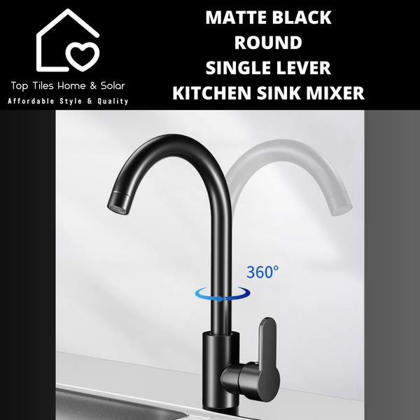 Matte Black Round Single Lever Kitchen Sink Mixer