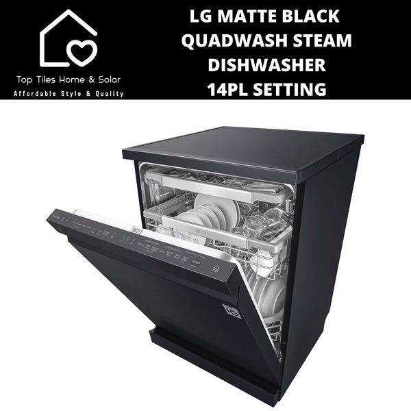 LG Matte Black QuadWash Steam Dishwasher - 14Pl Setting