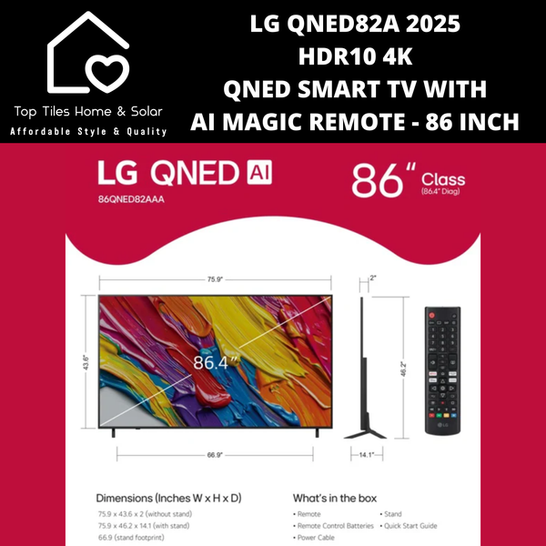 LG QNED82A 2025 HDR10 4K QNED Smart TV with AI Magic Remote - 86 Inch