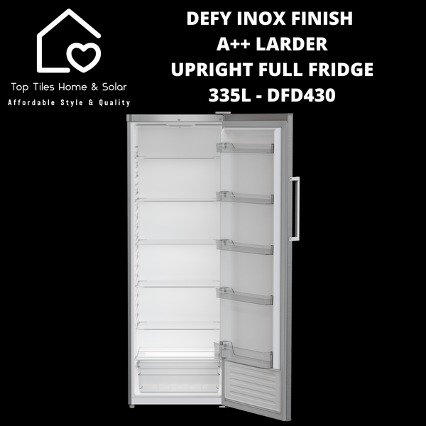 Defy Inox Finish A++ Larder Upright Full Fridge - 335L DFD430