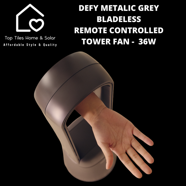 Defy Metalic Grey Bladeless Remote Controlled Tower Fan -  36W