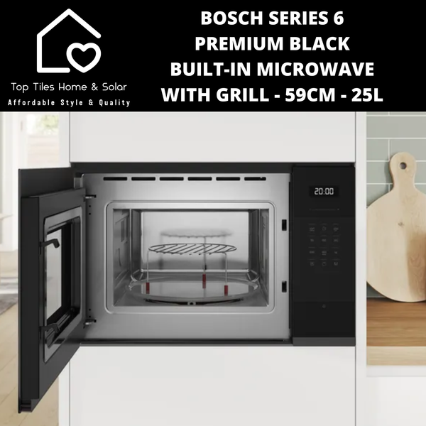 Bosch Series 6 - Premium Black Built-in Microwave with Grill - 59cm - 25L