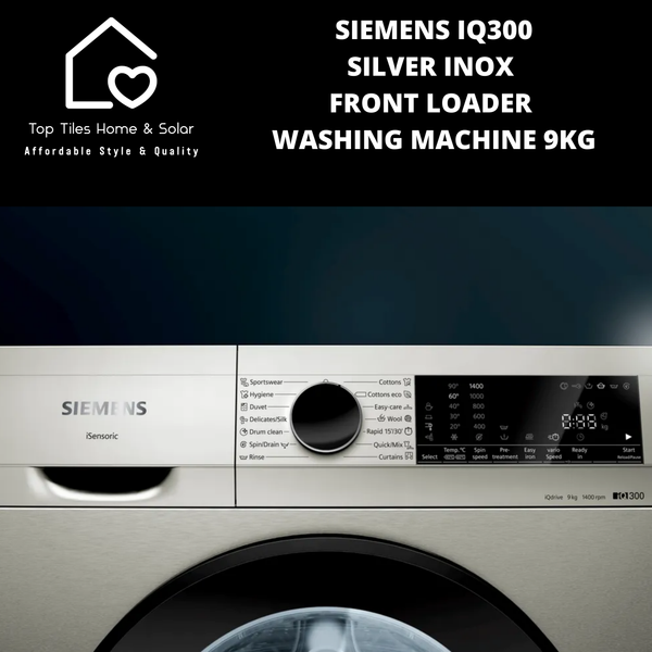 Siemens iQ300 - Silver Inox Front Loader Washing Machine - 9kg