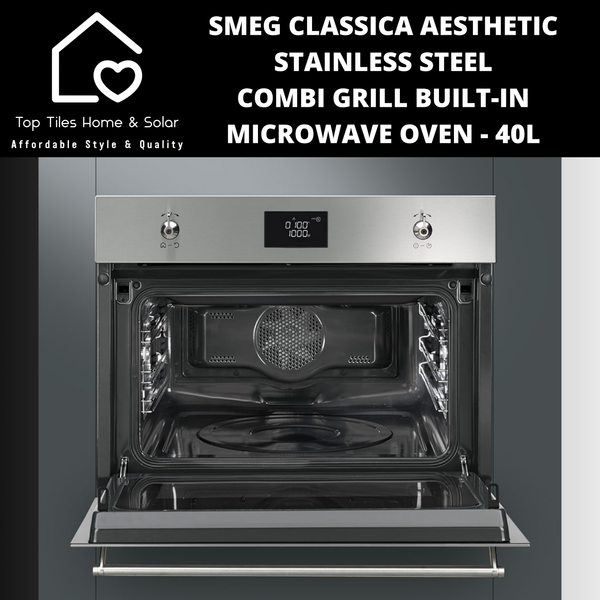 Smeg Classica Aesthetic Stainless Steel Combi Grill Microwave Oven - 40L