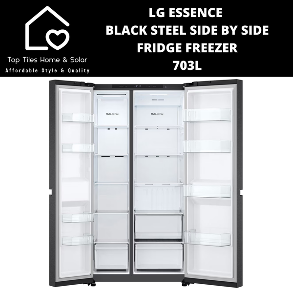 LG Essence Black Steel Side by Side Fridge Freezer - 703L