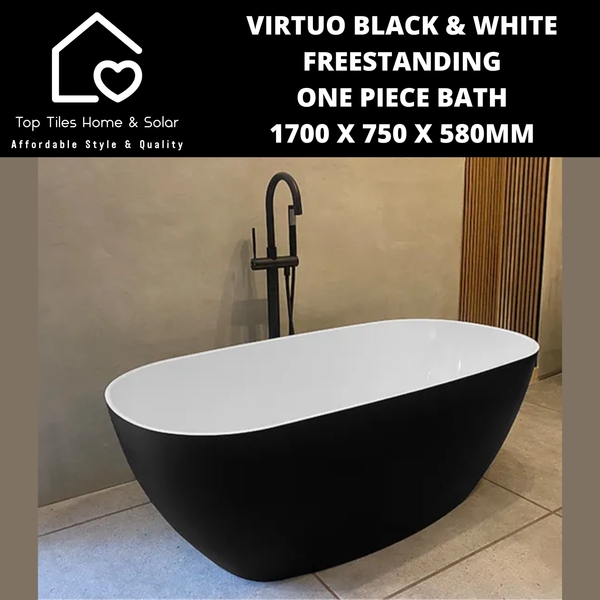 Virtuo Black & White Freestanding One Piece Bath - 1700 x 750 x 580mm