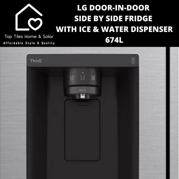 LG Door-in-Door Side by Side Fridge with Ice & Water Dispenser - 674L
