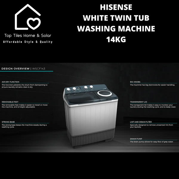 Hisense White Twin Tub Washing Machine - 14kg