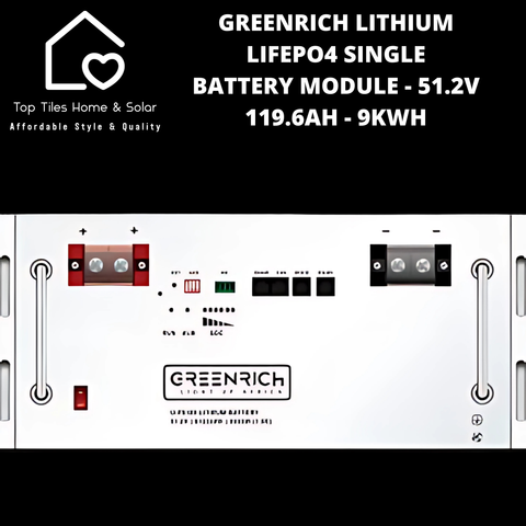 Greenrich UP6100 Lithium LiFePo4 Single Solar Battery Module - 51.2V 119.6Ah 9kWh