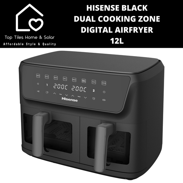 Hisense Black Dual Cooking Zone Digital Airfryer - 12L