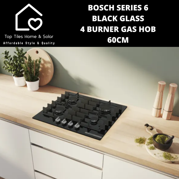 Bosch Series 6 - Black Glass 4 Burner Gas Hob - 60cm