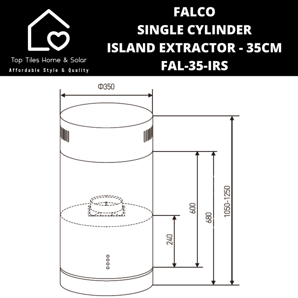 Falco Single Cylinder Island Extractor 35cm FAL 35 IRS Top Tiles Home Solar