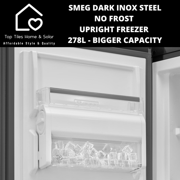 Smeg Dark Inox Steel No Frost Upright Freezer - 278L Bigger Capacity