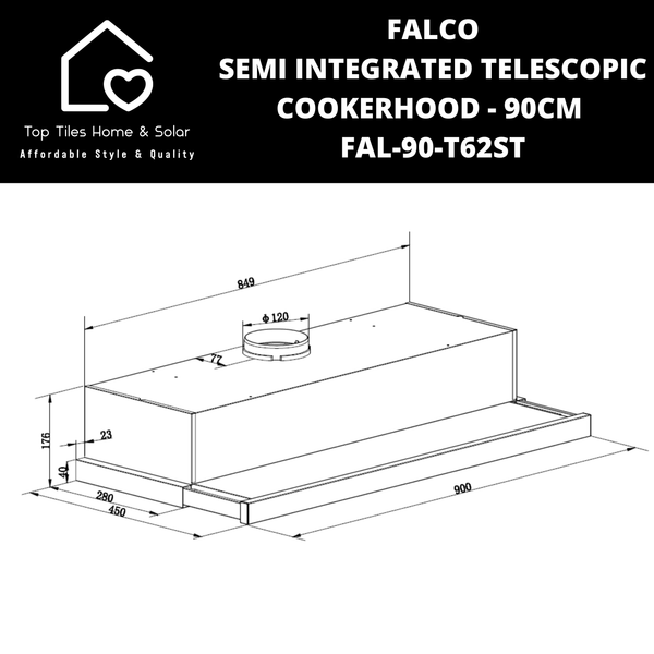 Falco Semi Integrated Telescopic Cookerhood - 90cm FAL-90-T62ST