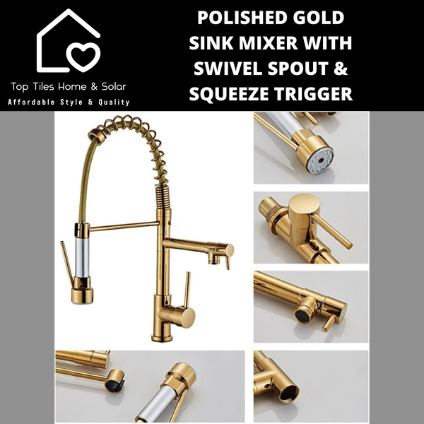 Gold Sink Mixer with Swivel Spout & Squeeze Trigger