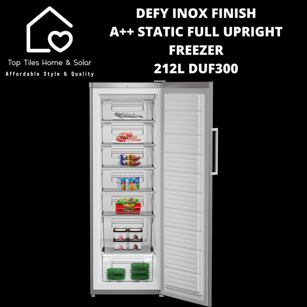 Defy Inox Finish A++ Static Full Upright Freezer - 212L DUF300