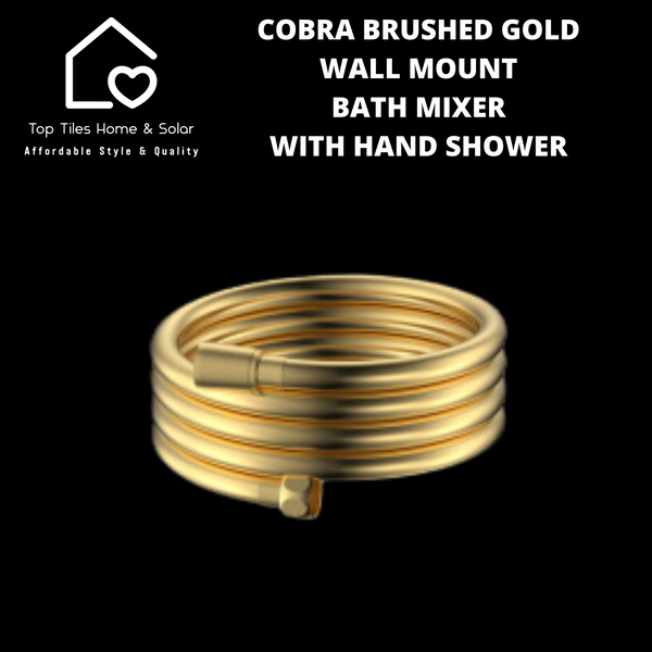 Cobra Brushed Gold Wall Mount Bath Mixer with Hand Shower