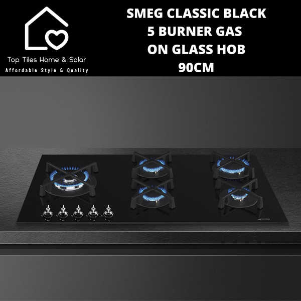 Smeg Classic Black 5 Burner Gas on Glass Hob - 90cm