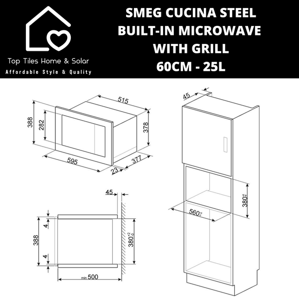 Smeg Cucina Built-in Microwave with Grill - 60cm - 25L