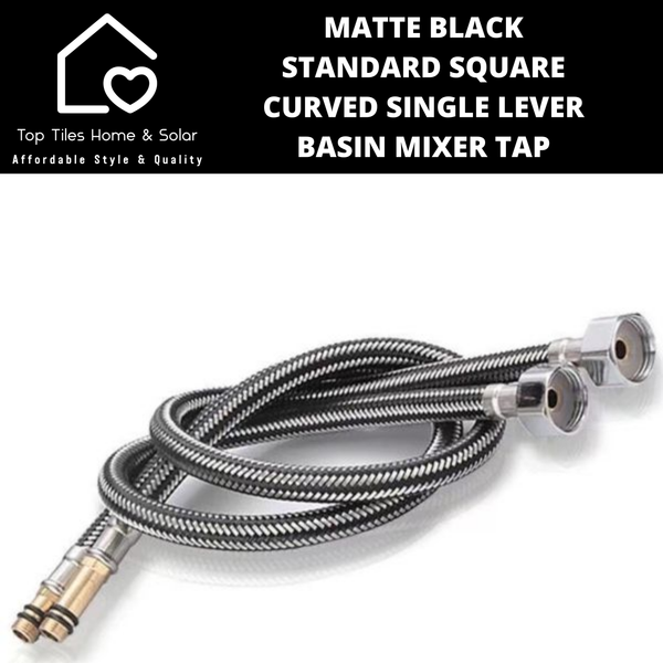 Matte Black Standard Square Curved Single Lever Basin Mixer Tap