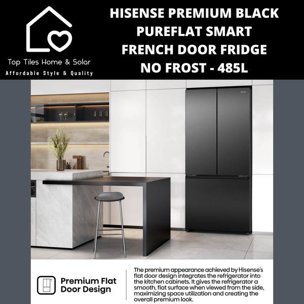 Hisense Premium Black PureFlat Smart No Frost French Door Fridge - 485L