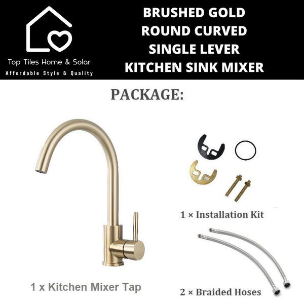 Brushed Gold Rounded Curves Single Lever Kitchen Sink Mixer