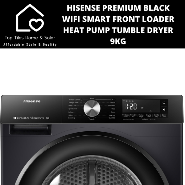 Hisense Premium Black Wifi Smart Front Load Heat Pump Tumble Dryer - 9kg