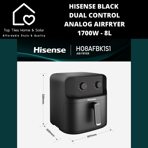 Hisense Black Dual Control Analog Airfryer 1700W - 8L