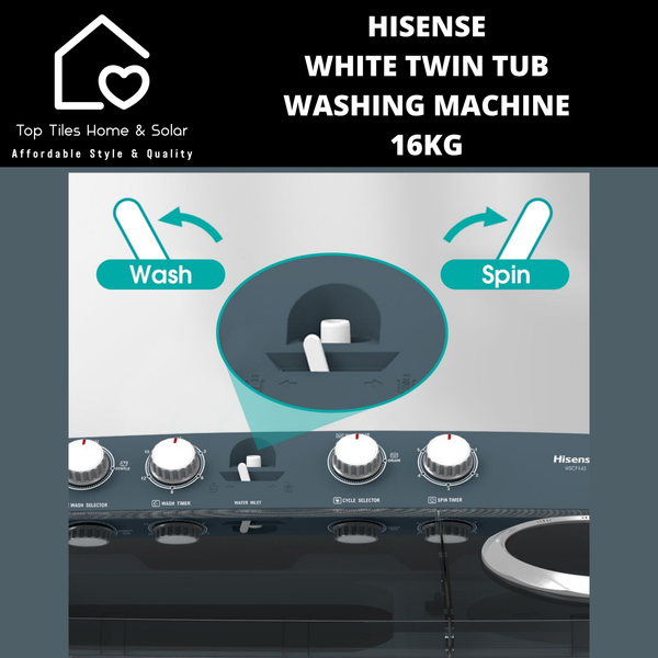 Hisense White Twin Tub Washing Machine - 16kg
