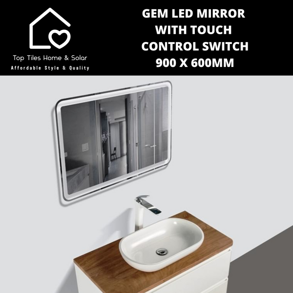 Gem LED Mirror With TouchControl Switch -  900 x 600mm