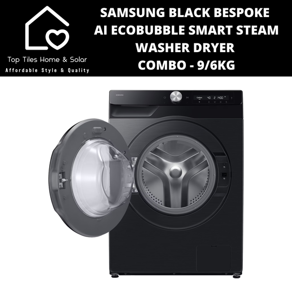 Samsung Black Bespoke AI EcoBubble Smart Steam Washer Dryer Combo - 9/6kg