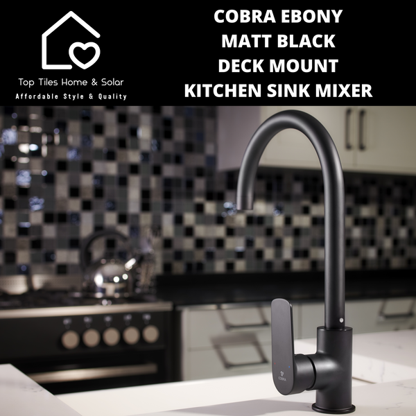 Cobra Ebony Matt Black Deck Mount Kitchen Sink Mixer