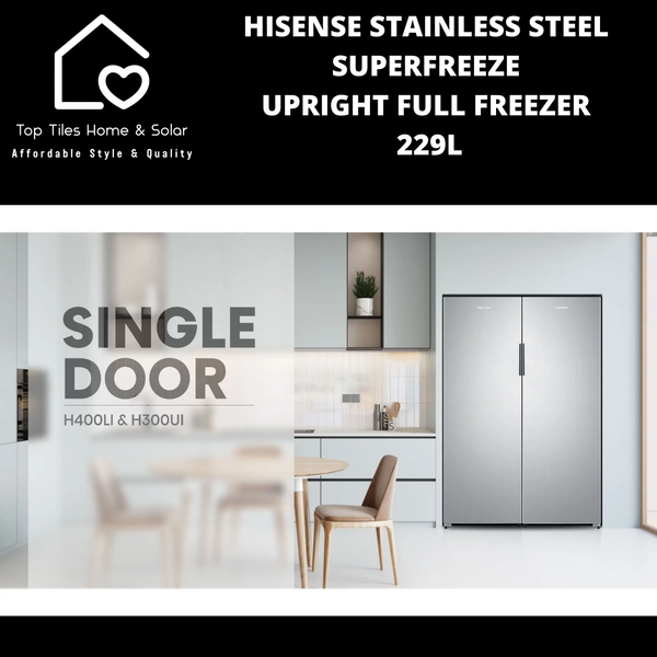 Hisense Stainless Steel SuperFreeze Upright Full Freezer - 229L