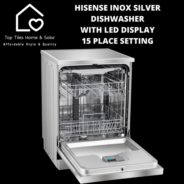 Hisense Inox Silver Dishwasher with LED Display - 15 Place Setting