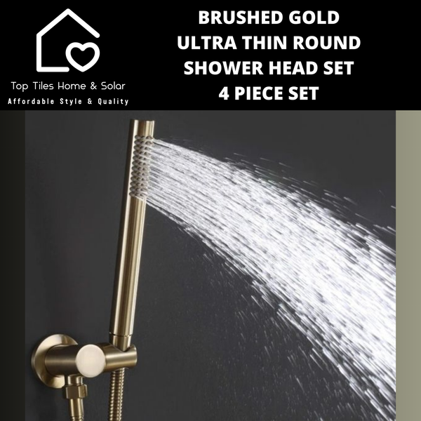 Brushed Gold Ultra Thin Round Shower Head Set - 4 Piece Set