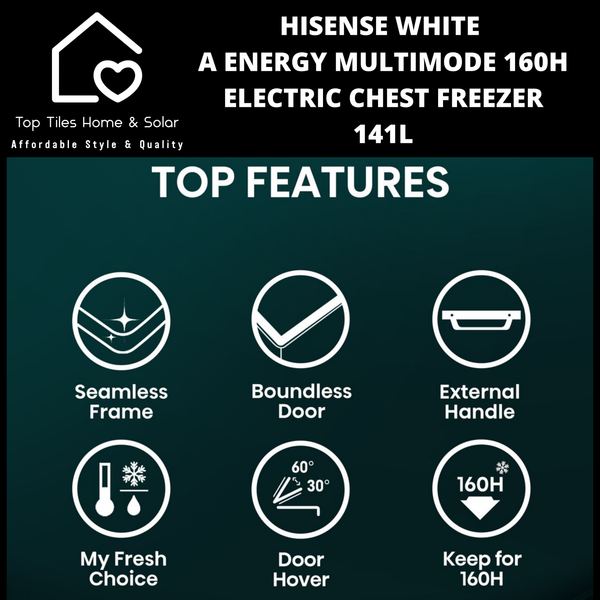 Hisense White A Energy Multimode 160H Electric Chest Freezer - 141L