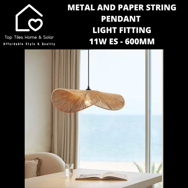 Metal and Paper String Pendant Light Fitting - 11W ES - 600mm